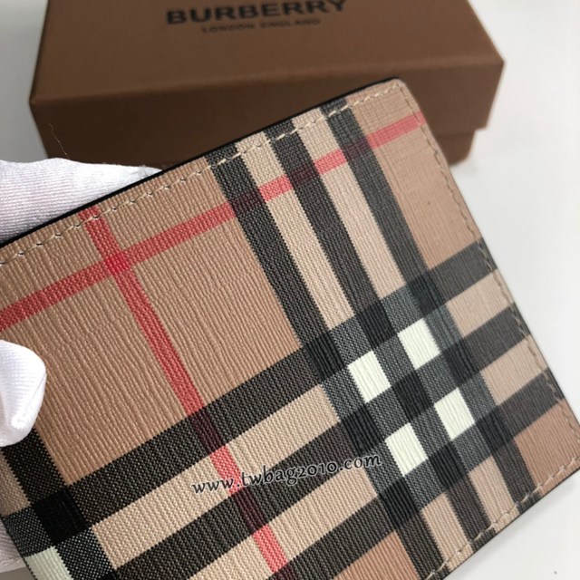 Burberry專門店新款兩折短夾錢包 巴寶莉Vintage格紋環保帆布男士短夾錢包 yxb1315